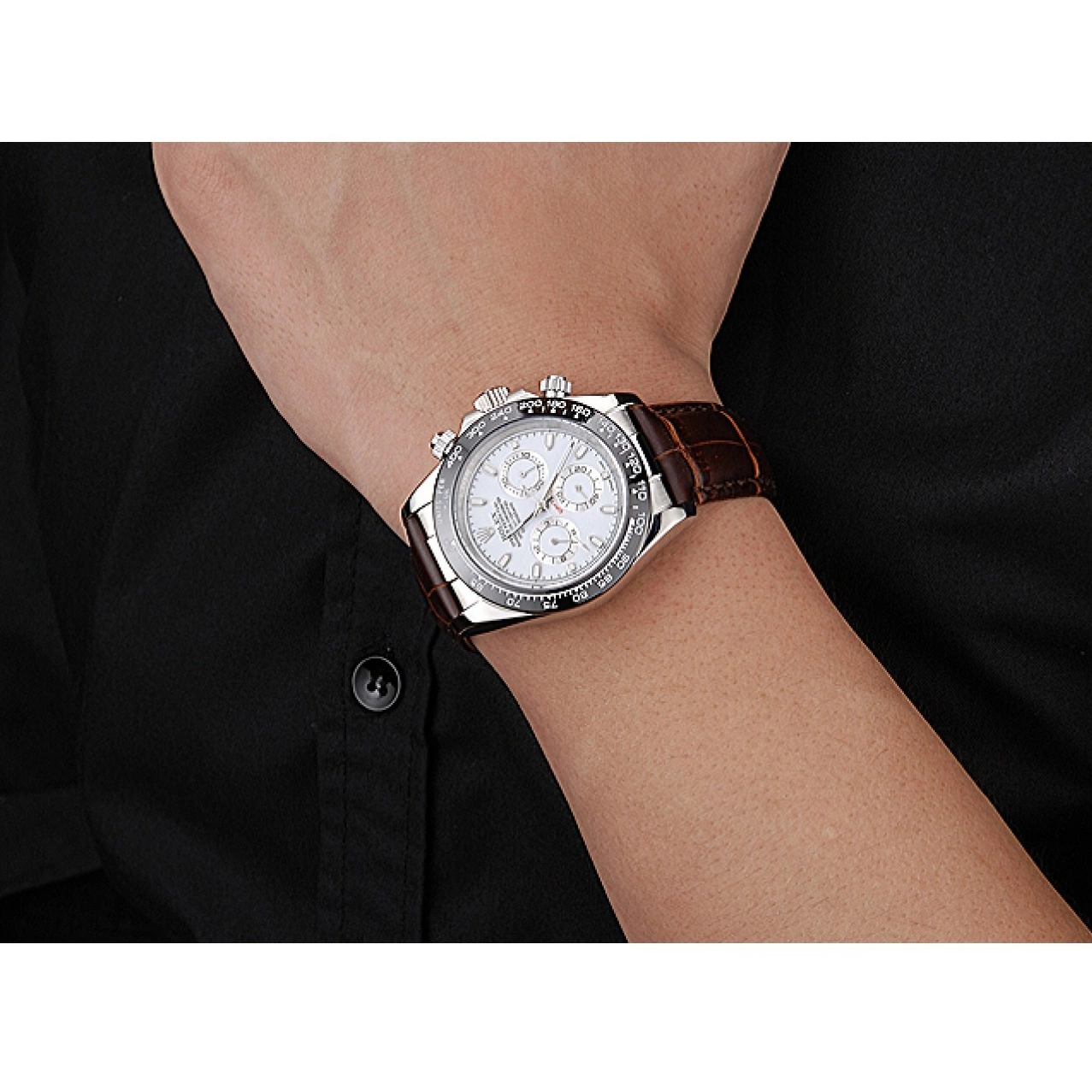 Rolex copies cheap Case Daytona Leather Stainless Steel Bracelet Brown 622631 White Dial Rolex Cosmograph 0816